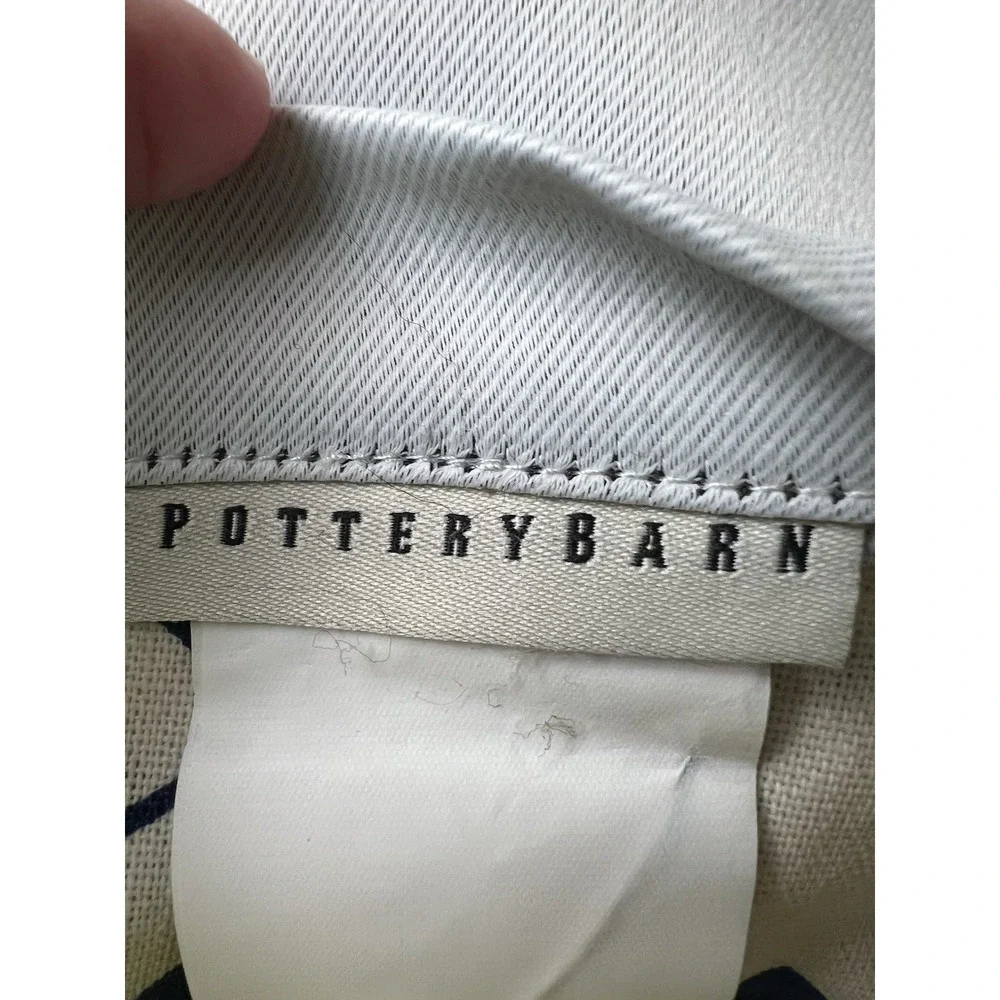 Pottery Barn Terri Trellis Room Darkening Drape Pole Top Navy/OffWhite 50